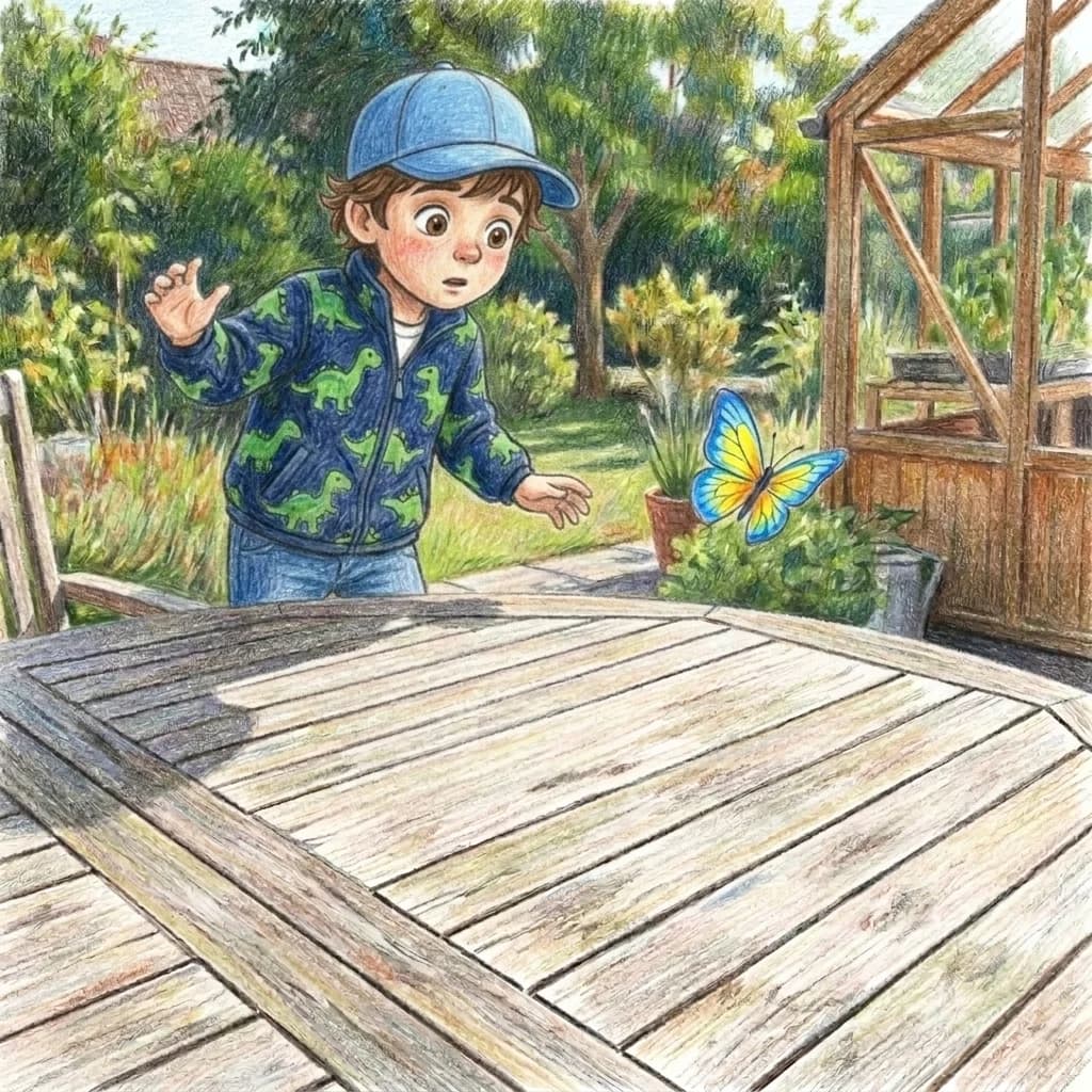 Finn blinzelte nur einmal. Er schaute kurz zu einem bunten Schmetterling, der an seiner Nase vorbeiflatterte. Als er wi…
