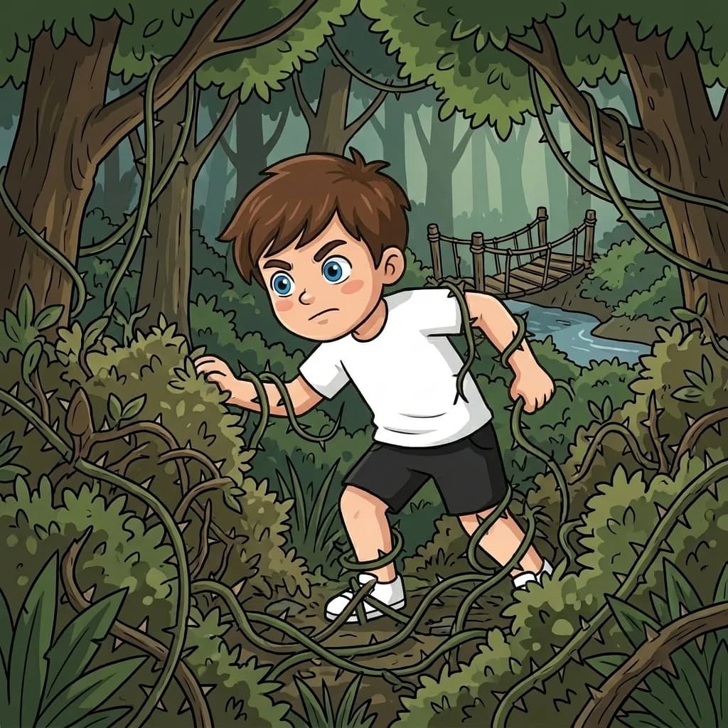 „Ich finde einen anderen Weg“, murmelte Max und stapfte am Ufer entlang. Aber der Wald wurde hier immer dichter. Dornig…